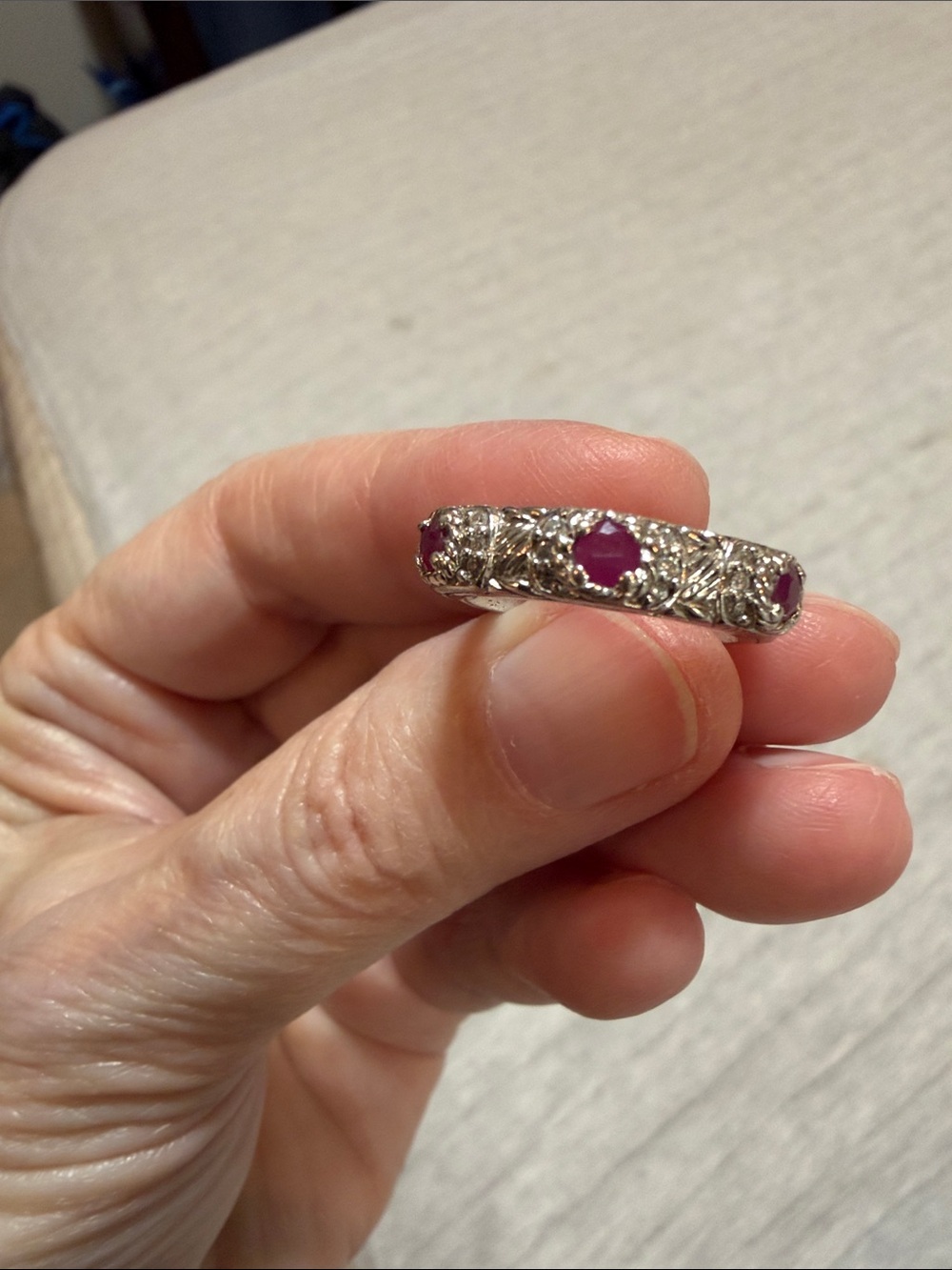 Judith Ripka SS Ruby ring